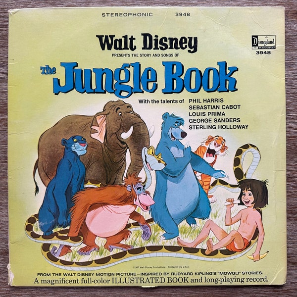 Walt Disney Presents the Story and Songs of The Jungle Book. Vintage Vinyl LP & Booklet. FREE SHIPPING!