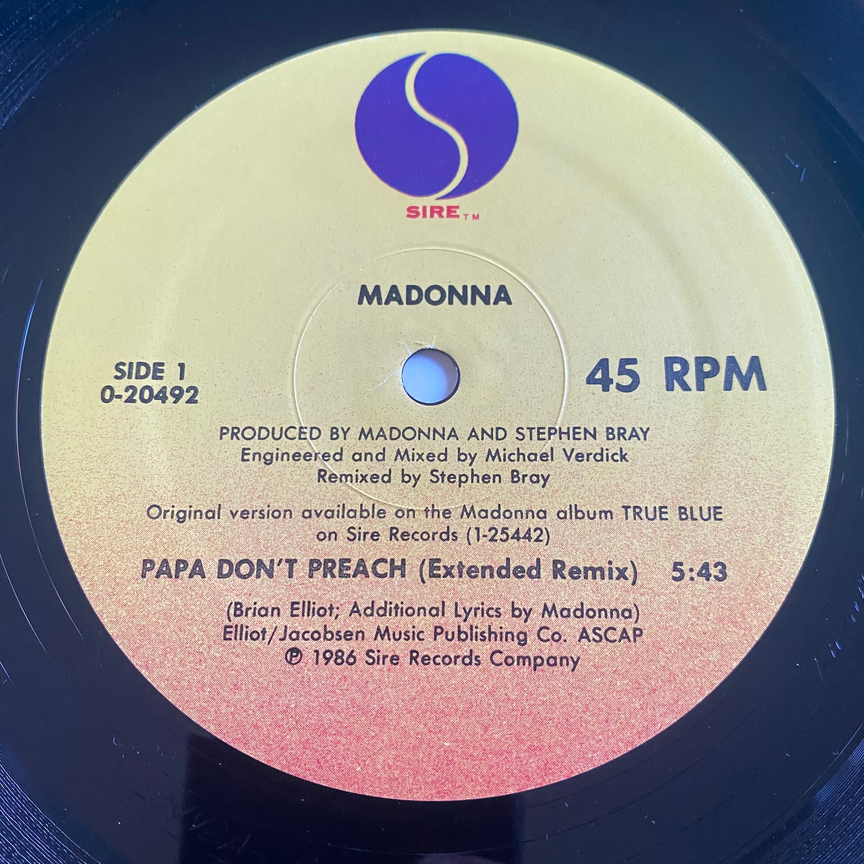 Madonna / Papa Don't Preach. Classic Vinyl 12”. FREE SHIPPING! - Etsy