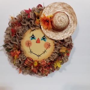 Scarecrow Fall Autumn Wreath, Fall Front Door Decor, Scarecrow Face Wreath, Fall Burlap Wreath, Harvest Wreath, Fall Decoration, Fall Decor