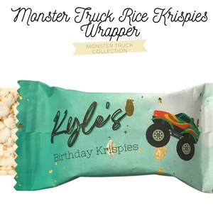 MONSTER TRUCK Birthday Personalized Rice Krispies Wrapper, Rice Krispies Wrapper, monster truck, boys birthday, monster truck themed party
