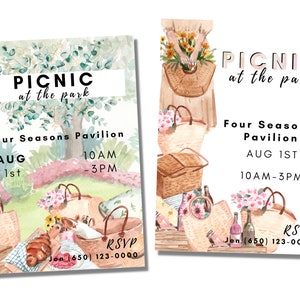 Picnic EDITABLE en el Park Invitation. Invitación de picnic. Invitación de picnic, invitación imprimible. Fiesta temática de picnic / CRAFTY MANDY