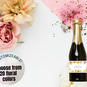 Bridesmaids Proposal Mini Champagne Bottle Labels, Will You Be My Bridesmaid, Bachelorette Party Favor, Mini Wine Bottle Label, Custom Label