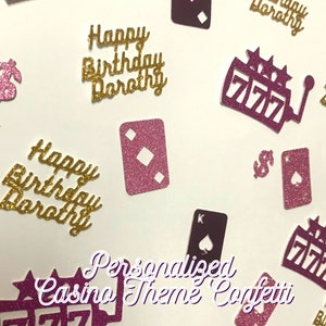 Personalized Casino Confetti, custom confetti, personalized confetti, glitter confetti, custom text confetti, name confetti, casino theme