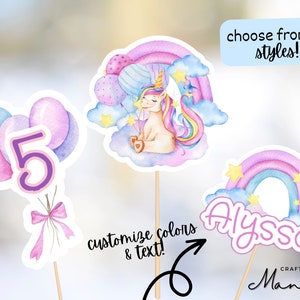 Custom Rainbows & Unicorns Birthday Personalized Table Centerpiece, Unicorn Birthday, Rainbow Birthday, Decor, party decor | Crafty Mandy