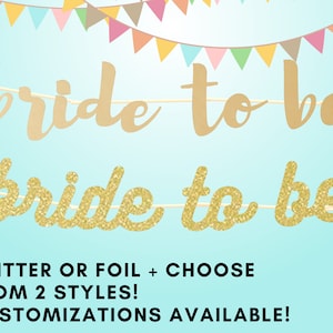 Bride to Be banner, Bridal Shower banner, Bachelorette, gold glitter party decorations, cursive banner