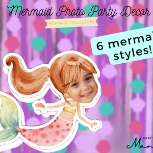 MERMAID Photo Birthday Personalized Decor, Birthday Centerpiece, mermaid party decor, girls birthday, mermaid themed party, CRAFTY MANDY