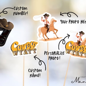 Wild West Cowboy Photo Birthday Personalized Table Centerpiece, Cowboy Birthday,Cowboy Party Decor, Cowboy Theme, party decor | Crafty Mandy
