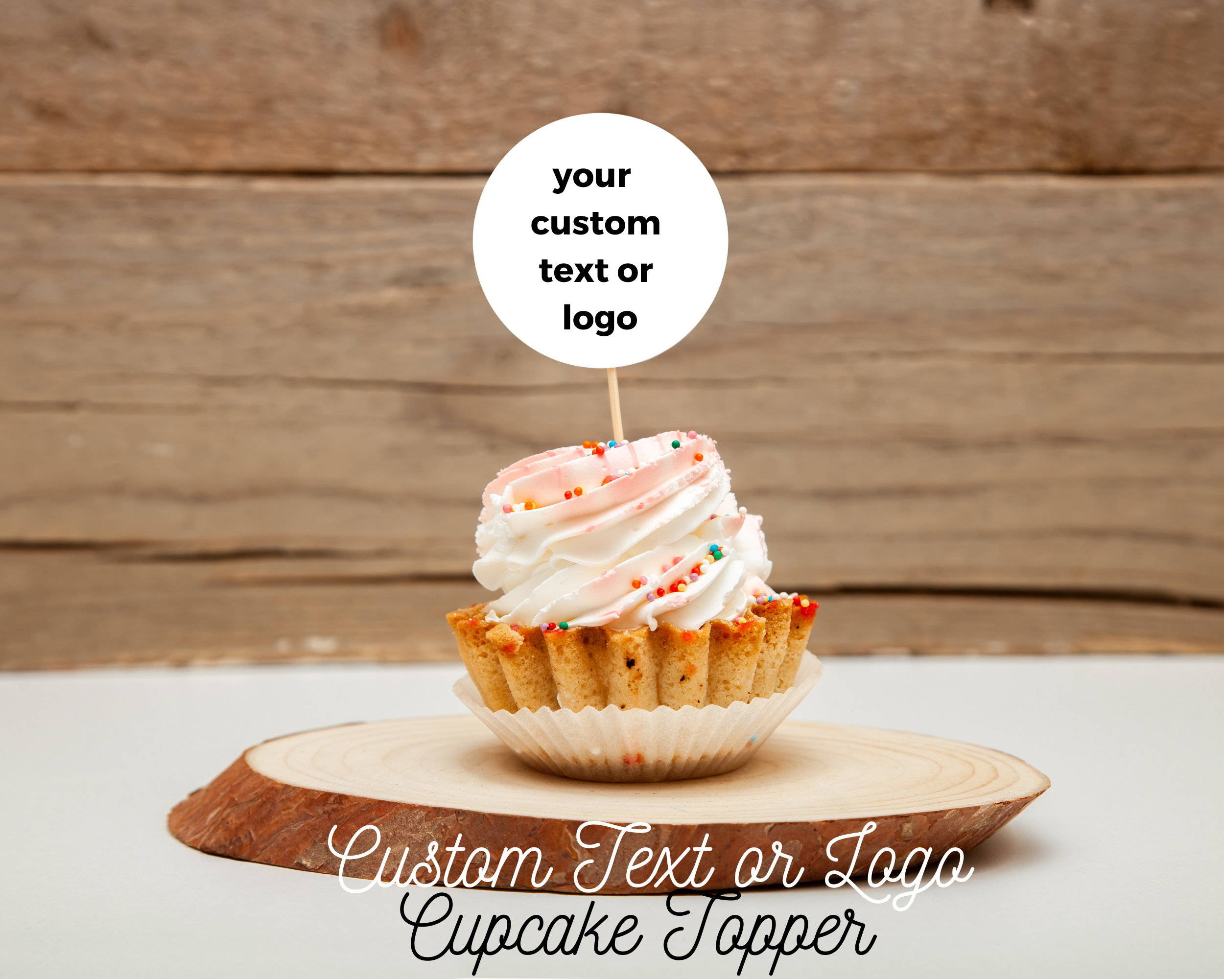 Custom Logo Cupcake Toppers Custom Text Cupcake Toppers 