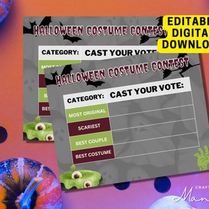 Halloween Costume Contest Voting Card, Printable Halloween Ballot Vote Card, Instant Download, Digital | CRAFTY MANDY