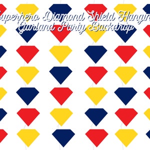 Superhero String Garland, Diamond Shield Backdrop, Shield Garland, Shield Bunting, Superhero Shield Party Decor | CRAFTY MANDY