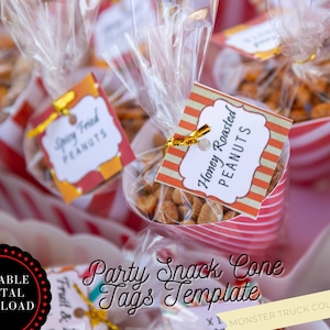 EDITIERBARE Party Snack Cone TAGS - Monster Truck Theme. Monstertruck Geburtstag. Monster Truck Party - Vorlage zum Ausdrucken. | Set OF 16