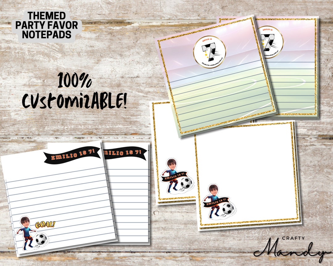 SOCCER Personalized Favor Mini Notepads, Party Favors, Custom Notepad