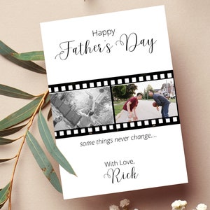 Cartão com foto personalizado para o dia dos pais, cartão com fotos para o dia dos pais, cartão com fotos para o dia dos pais, cartão personalizado para o pai, então e agora