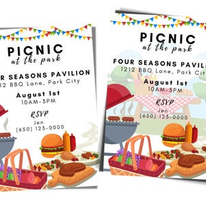 EDITABLE BBQ Invitation. Picnic Invitation. Picnic Invite, Printable Invitation. Picnic Themed Invitation. BBQ Theme | Crafty Mandy