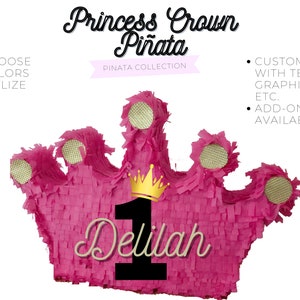 Crown Pinata, Princess Crown, Princess Themed, Pink Pinata, Pull String Pinata, Birthday Pinata, Custom Pinata, Ombre Pinata, Personalized