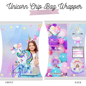UNICORN Birthday Personalized Chip Bag Wrapper, unicorn themed party | Custom Chips Bags | Party Favors for Any Event | Any Flavor
