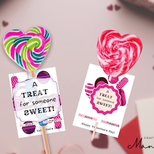 Kids Valentine Lollipop Holder - Sweet Treats Valentine Cards - Lollipop Valentines - School Valentine Tags /Descarga instantánea / CRAFTY MANDY