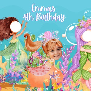 Mermaid Party- Mermaid Birthday- Mermaid Cutout- Mermaid Photo Stand In- Mermaid Face In The Hole- Mermaid Backdrop- Mermaid Decorations