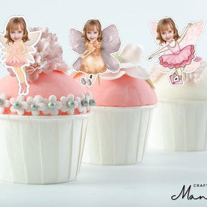 CUSTOM FAIRY Photo Cupcake Topper, Custom Cupcake Topper, Photo Personalized, Custom Topper, Fairy Birthday, Fairy Face Custom Topper