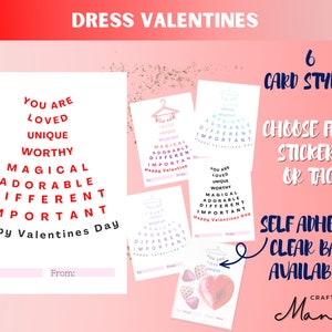 Tarjeta de San Valentín imprimible para niños, Words Dress Heart Día de San Valentín, Tarjetas de San Valentín imprimibles para el corazón / Descarga instantánea / Crafty Mandy