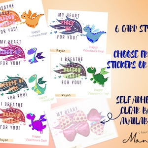 Tarjetas de San Valentín para niños - Dragon Hearts Tarjetas de San Valentín - Dragon Valentines - School Valentine Tags / Descarga instantánea / CRAFTY MANDY