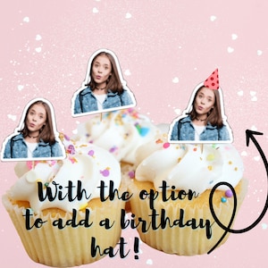 Photo Cupcake Topper, Die Cut Photo, Funny Photo, Custom Cupcake Topper, Add a Hat, Photo Personalized, Custom Topper | Crafty Mandy