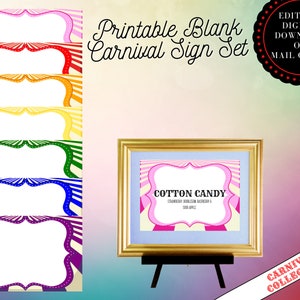 Carnival Sign, EMPTY BLANK Party Sign,  Birthday Sign, Welcome to the Carnival, Birthday Sign, Printable Birthday, Birthday Digital Download