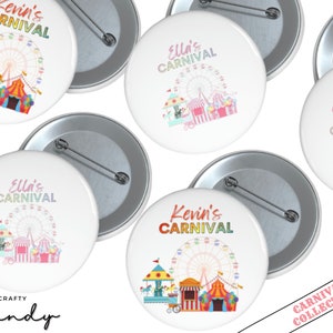 Carnival Birthday | Custom Party Favors | Custom Pin Buttons | CRAFTY MANDY