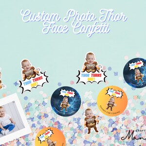 PERSONALIZADO Thor Photo Face Confeti, Vikingo, Confeti de cara troquelada, Confeti de cara, Confeti de fotos, Confeti personalizado, Confeti de cumpleaños