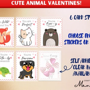 Tarjeta de San Valentín imprimible para niños, Tarjetas de San Valentín de animales de zoológico, Tarjetas de San Valentín imprimibles para animales / Descarga instantánea / Crafty Mandy