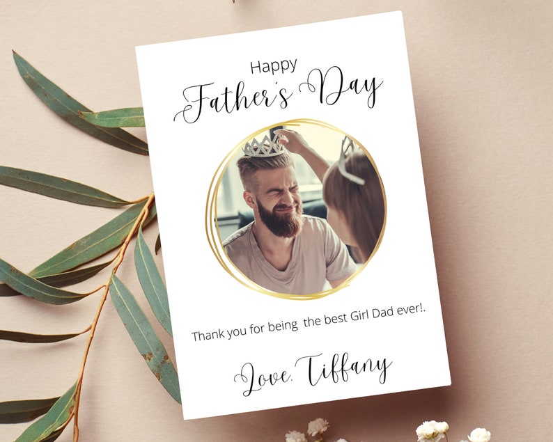 Cartão com foto personalizado do dia dos pais, cartão com fotos do dia dos pais, cartão com fotos feliz do dia dos pais, cartão personalizado para o pai, pai da menina imagem 1