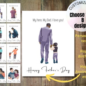 Vatertagskarte, Personalisierte Vatertagskarte, Vatertagsgeschenk von Sohn, Vatertagsgeschenk von Tochter, personalisierte Karte für Papa | HELD