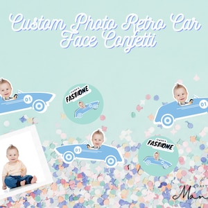 BENUTZERDEFINIERTE Retro Auto Foto Gesicht Konfetti, gestanztes Gesicht Konfetti, Gesicht Konfetti, Foto Konfetti, personalisierte Konfetti, Geburtstag Konfetti