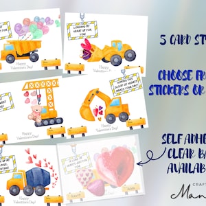 Kinder Valentinstagskarten - Construction Truck Themen Valentine Karten - Schule Valentinstag Anhänger , Bauwagen Valentines | Handgemachte Mandy