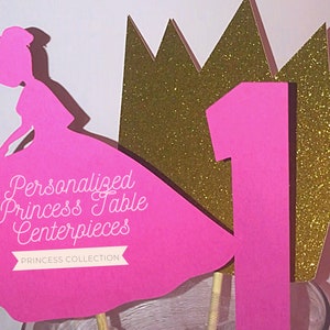PRINCESS Birthday Personalized Table Centerpiece, princess decor, princess party decor, princess party - royal ball decor - royal ball party