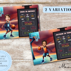 Invitation photo de basket-ball, invitation d'anniversaire de basket-ball. Soirée de basket-ball, invitation imprimable. Soirée à thème sur le basket-ball | CRAFY MANDY