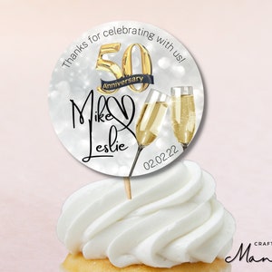 Anniversary Cupcake Topper, Wedding Anniversary Cupcake Toppers, Custom Cupcake Topper, Personalized, Custom Topper, Custom Cupcake Topper
