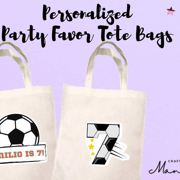 Soccer Photo Birthday | Custom Party Favors | Tote Bags | Reusable Tote Bags | Birthday Party Favor Bags | Kids Party Favor | CRAFTY MANDY