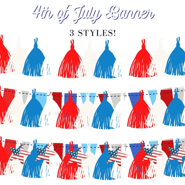Tissue Tassel Garland, 4th of July Party, 4th of July Garland, 4th of July Bunting, 4th of July Decor, Patriotic Banner, Red White & Blue