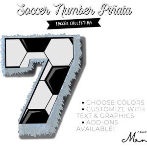 Any Number Pinata, Number Pinata, Soccer Number, Fluffy Pinata, Pull String Pinata, Birthday Pinata, Custom, Personalized | CRAFTY MANDY