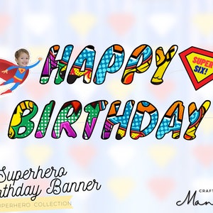 Happy Birthday Superhero Banner, Superhero Banner, Superhero Garland, Superhero Cartoon, Custom Superhero, Party Decor | CRAFTY MANDY