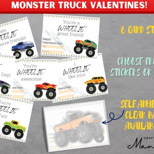 Kinder Valentinstag Karten - Monster Truck Valentine Karten - Schule Valentinstag Anhänger | Sofortiger Download | Handgemachte Mandy