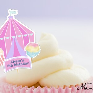 Pastel Carnival Cupcake Topper, Custom Cupcake Topper, Custom Topper, Carnival Birthday, Circus Birthday | CRAFTY MANDY
