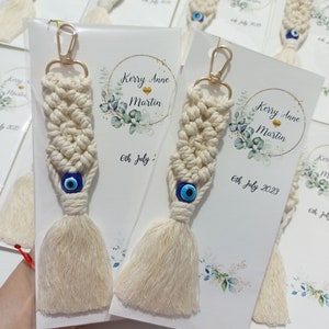 Guest gifts Evil eye Macrame Keychain Boho Party Favors for Guests, Bachelorette, Birthday Party, Baby Shower Favors, Wedding, Bridal Shower