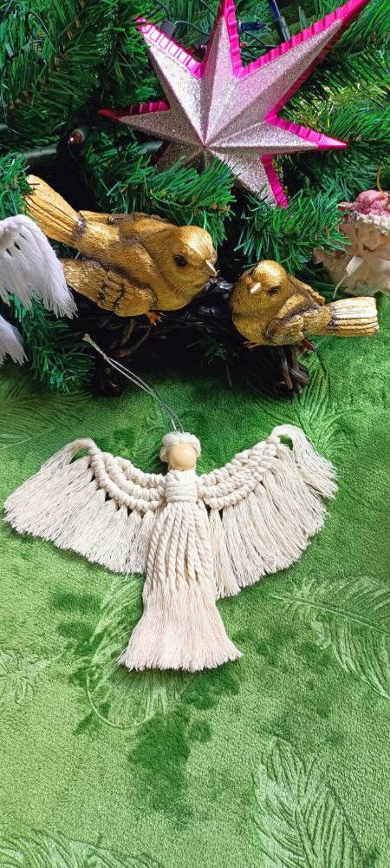 Christmas Angel Ornament Gift, Xmas Tree Decoration, Macrame Angel