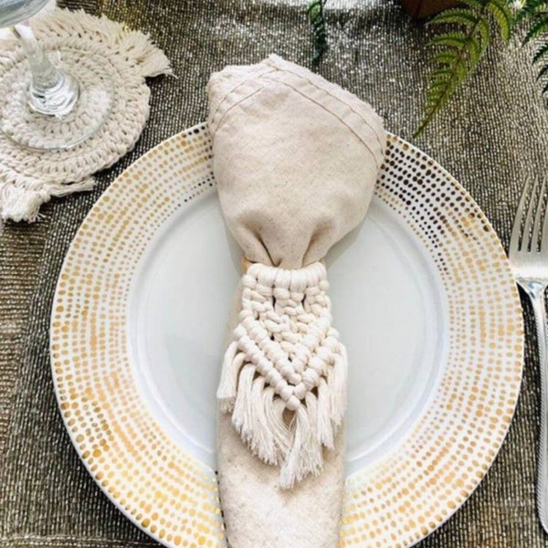 Macrame Napkin Rings, Boho Napkin rings  Holders, Boho Dining Table Setting, Boho Rustic napkin ring Wedding Table Decor Holiday Table Decor