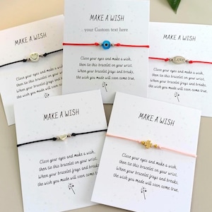 Custom Wish-koordarmband Feestartikelen bulk: vriendschap, boze oog, gepersonaliseerde kaart