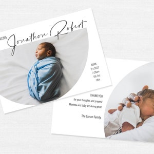 Birth Announcement, Baby Photo Card, Welcome, Newborn, Customizable, 5x7, Printable