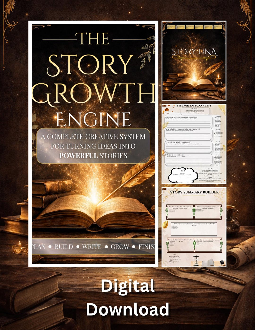 Growth Module Lab Fiction Printable Novel Plotting Workbook & Story Growth Engine/ Fillable ...
