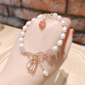 Dazzling Gold Plated Mother Of Pearl And AD Bracelet
